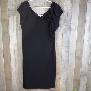 AA Studio AA Size 16 Scoop-Neck Peplum Black Dress with Short Cap Puff Sleeves